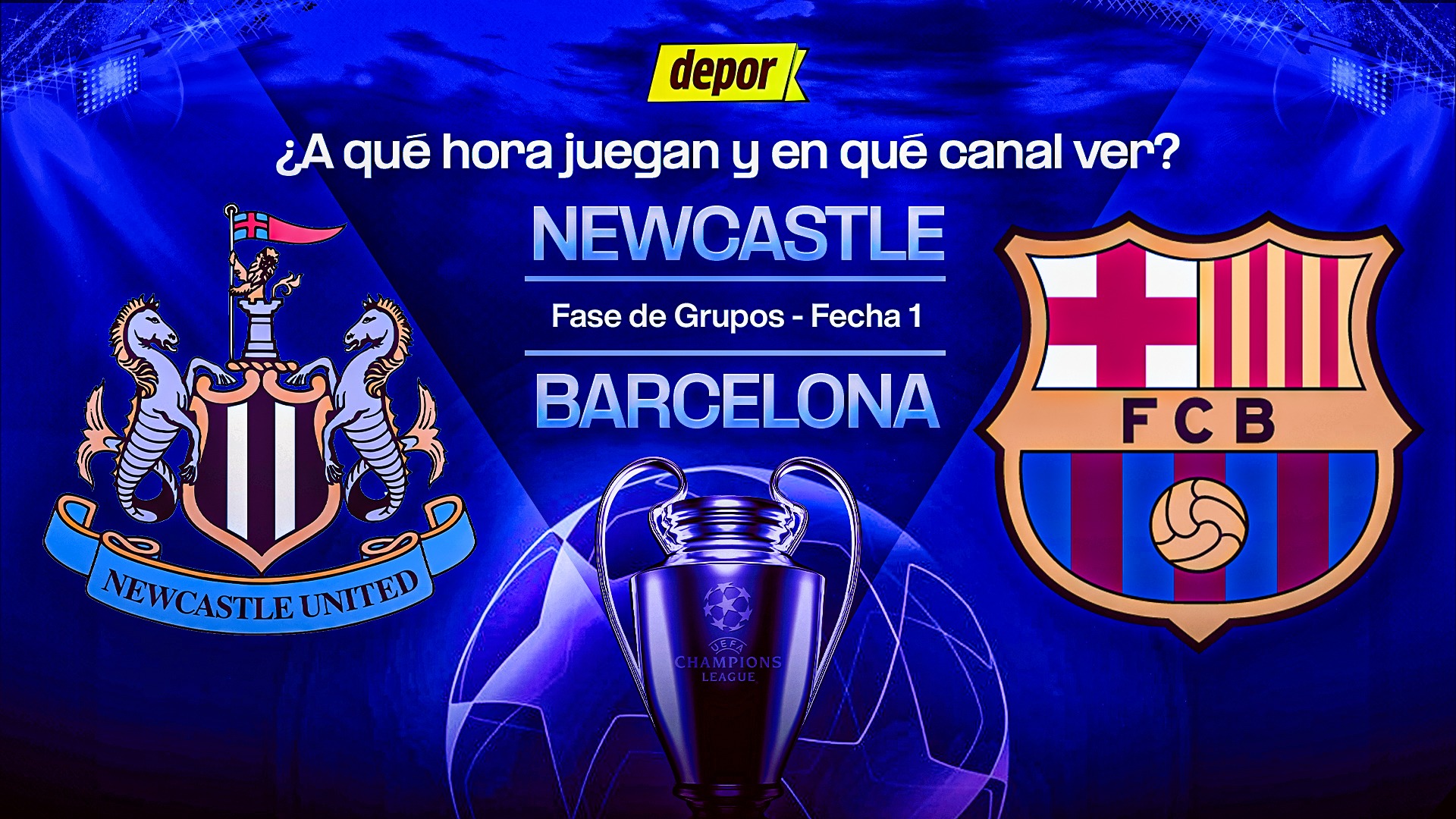 Barcelona vs. Newcastle se enfrentan por la Fase de Liga de la Champions League. (Diseño: Christian Marlow / Depor)