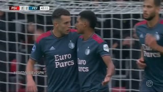 Desbordó y generó el gol: la participación de Marcos López en el empate de Feyenoord [VIDEO]
