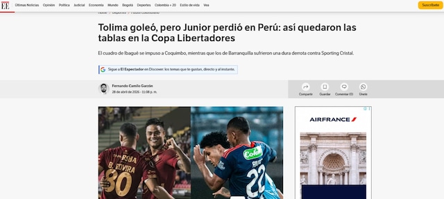 La reacción de la prensa colombiana al triunfo de Sporting Cristal sobre Junior de Barranquilla. (Imagen: Captura)