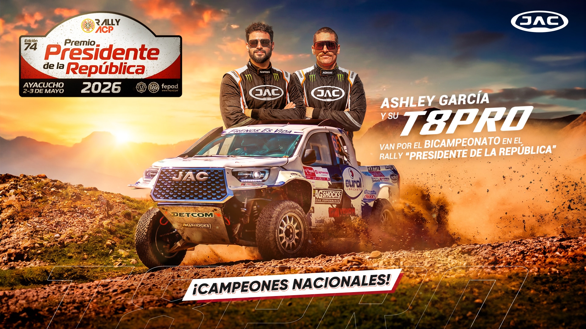 JAC Motors y Ashley García inician el camino al bicampeonato junto a su JAC TO Pro en el Rally Premio Presidente de la República.