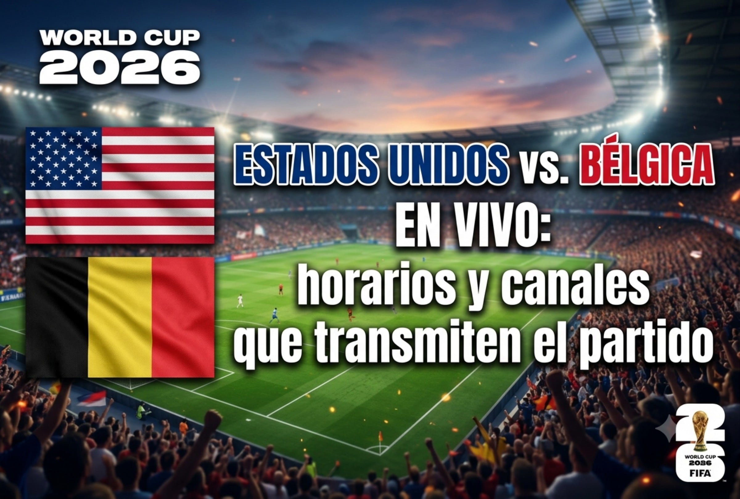 El partido entre Estados Unidos y Bélgica se disputará este lunes 6 de julio en el Estadio Seattle, por los octavos de final del Mundial 2026. (Foto: Imagen creada por Depor usando Gemini)