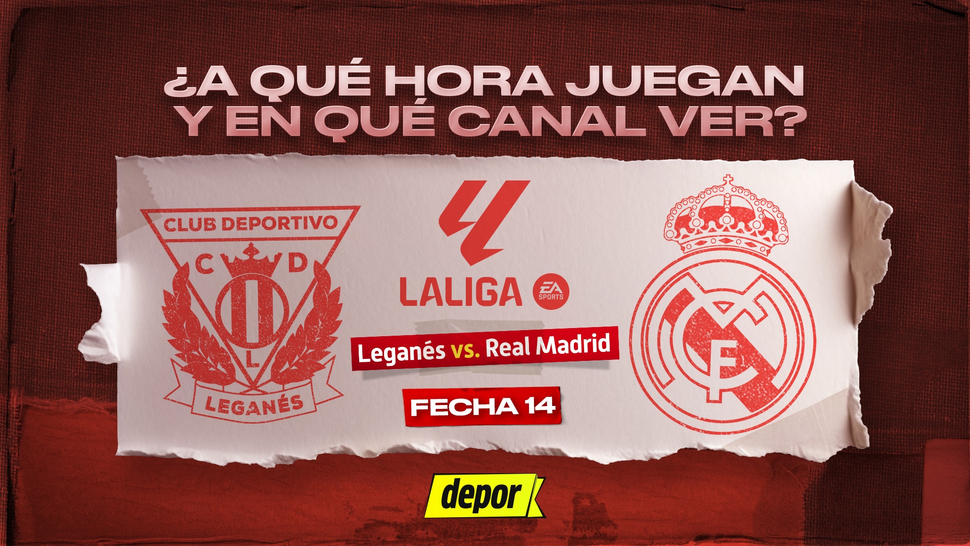 Leganés vs Real Madrid por la fecha 14 de LaLiga de España. (Diseño Depor).