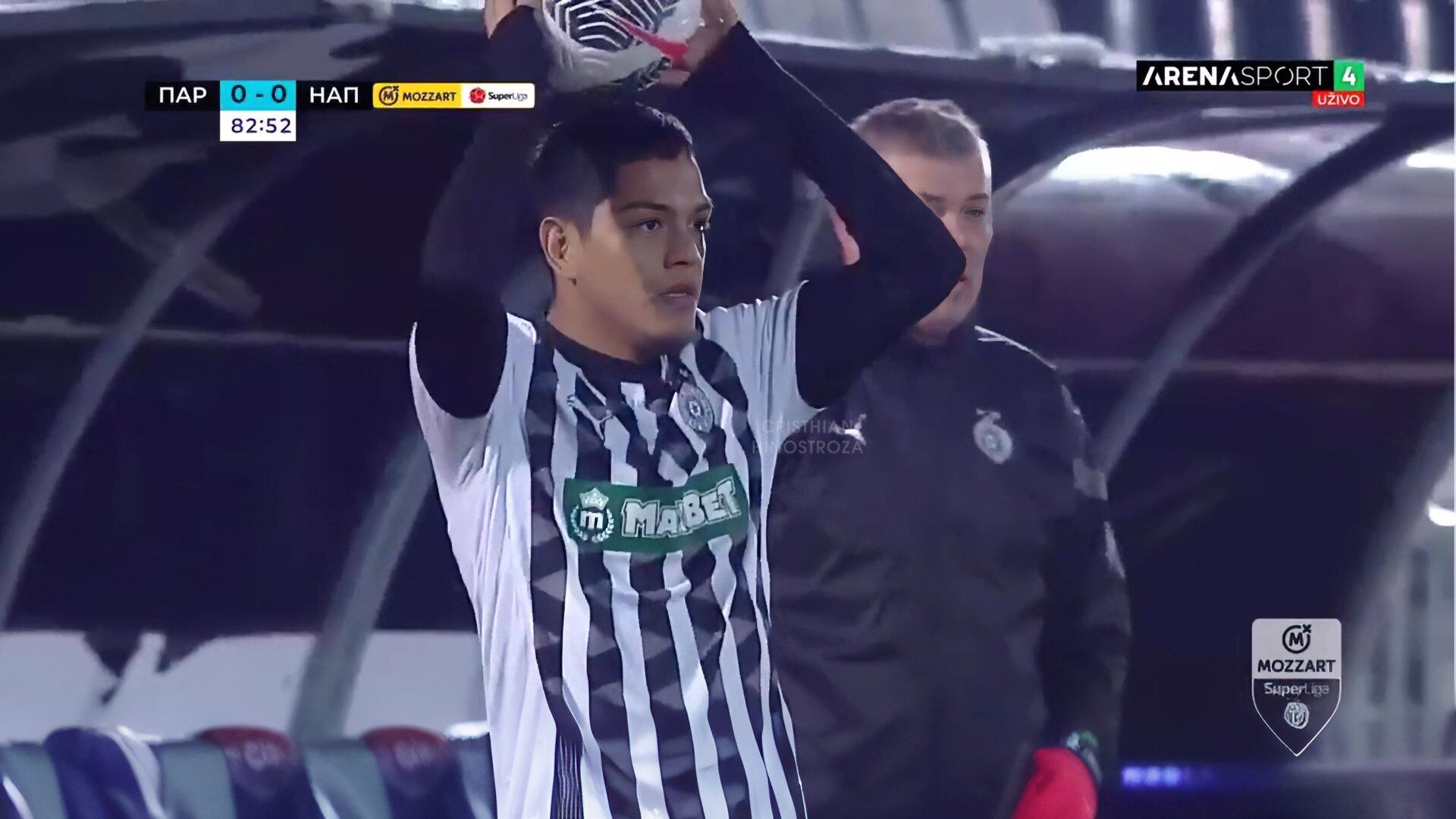 Grimaldo volvió a sumar minutos con Partizan luego de casi un mes. (Foto: Arena Sport)