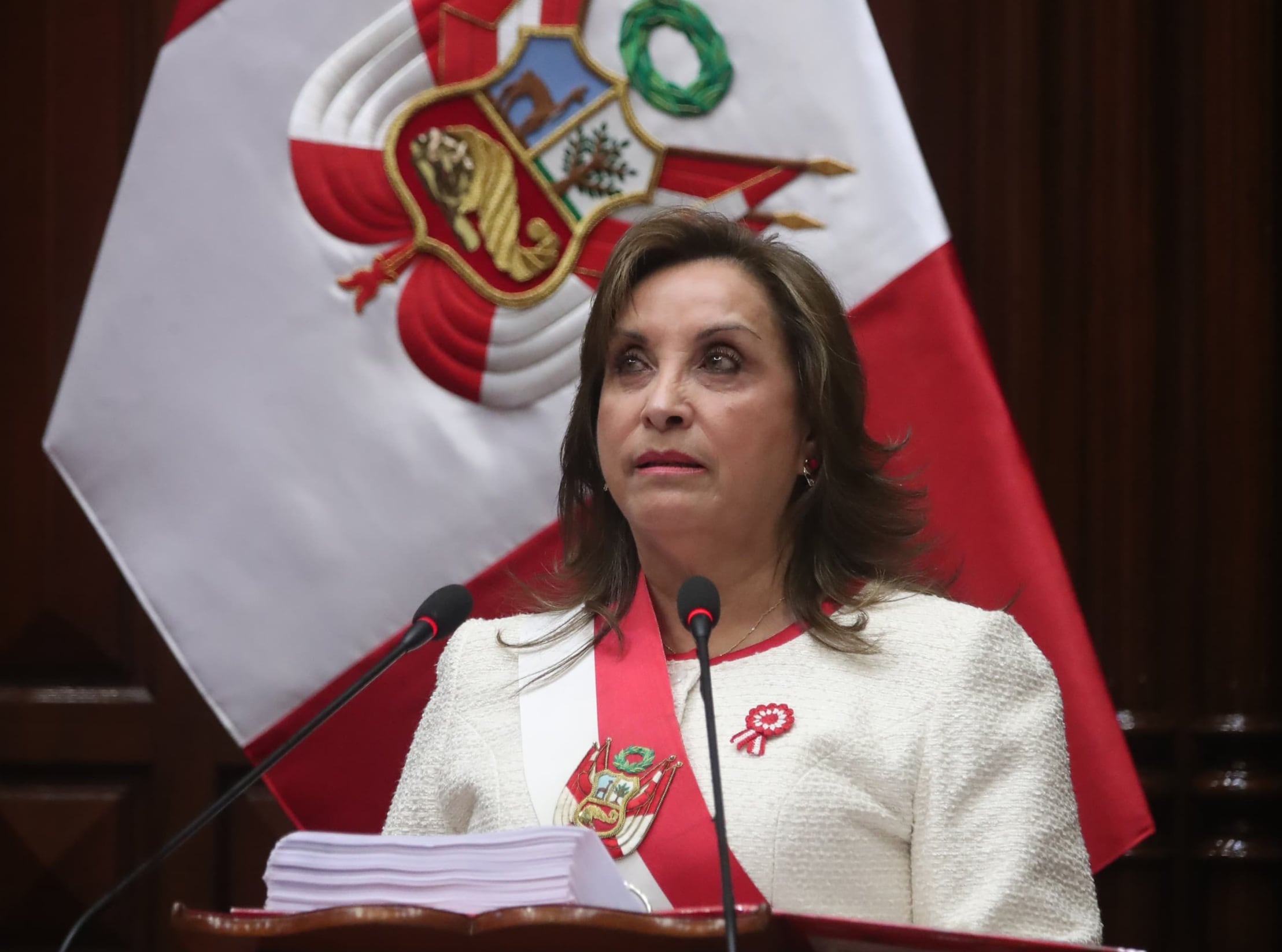 La presidenta Dina Boluarte brindó un mensaje a la Nación que se extendió por casi cinco horas. (Foto: Antonio Melgarejo / @photo.gec)