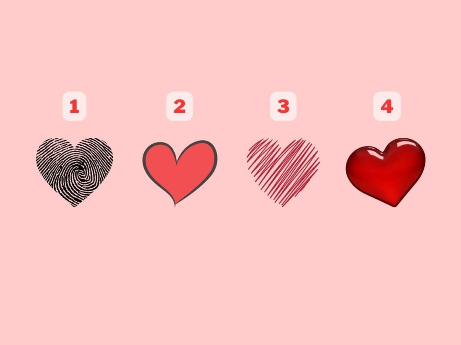 Elige uno de los cuatro corazones que se muestran en la imagen y obtén resultados personalizados que te darán una mejor comprensión de tus necesidades y expectativas.