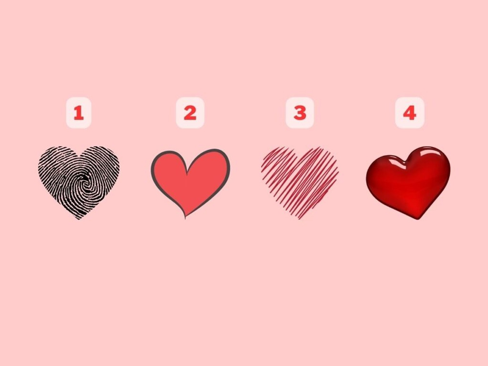 Elige uno de los cuatro corazones que se muestran en la imagen y obtén resultados personalizados que te darán una mejor comprensión de tus necesidades y expectativas.