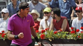 Del Potro venció a Nishikori y chocará con Djokovic en cuartos de final del Masters de Roma