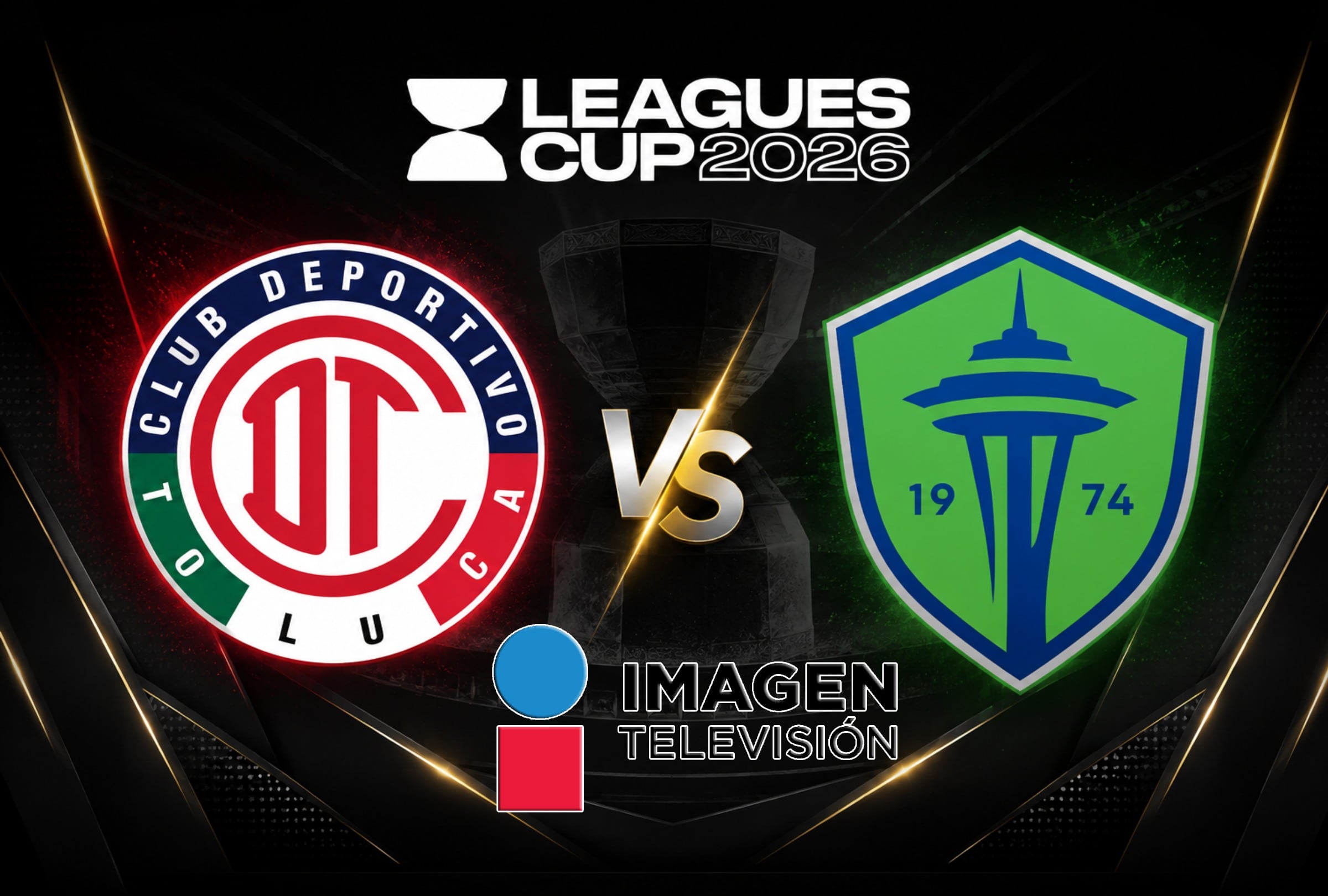 TOLUCA DE LERDO, MÉXICO, 05/07/2026.- Imagen TV transmitirá EN VIVO y GRATIS el partido entre Toluca vs. Seattle Sounders por la Leagues Cup . El compromiso se realizará en el Estadio Nemesio Diez de Toluca de Lerdo. FOTO: Imagen creada por la IA de ChatGPT.