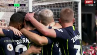 ¡Latigazo y adentro! Bernardo Silva anota el 1-0 del City-Fulham tras pase de Agüero [VIDEO]