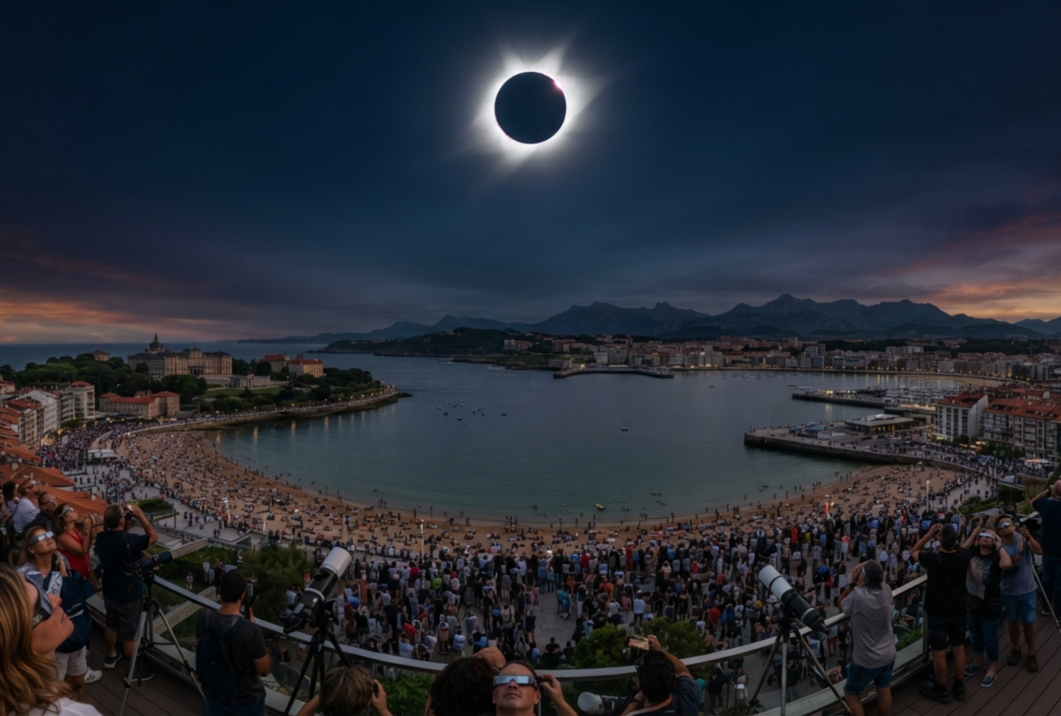 Toda la información sobre el eclipse solar total en Santander este 12 de agosto: hora del máximo oscurecimiento, tiempo de duración en Cantabria y plataformas digitales para ver la retransmisión en directo del evento astronómico. | Imagen referencial creada por Depor usando la IA de Gemini / GEC