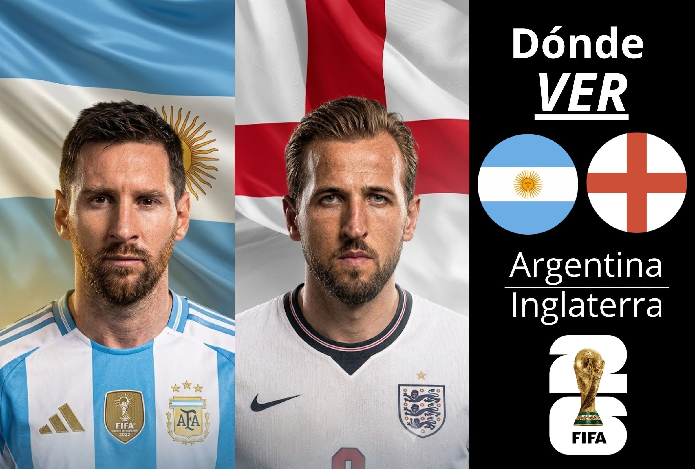 Conoce cómo ver por TV y señal online el partido Argentina vs. Inglaterra por la semifinal de la Copa Mundial 2026 desde el Mercedes-Benz de Atlanta, Georgia. (Foto: Composición Depor)