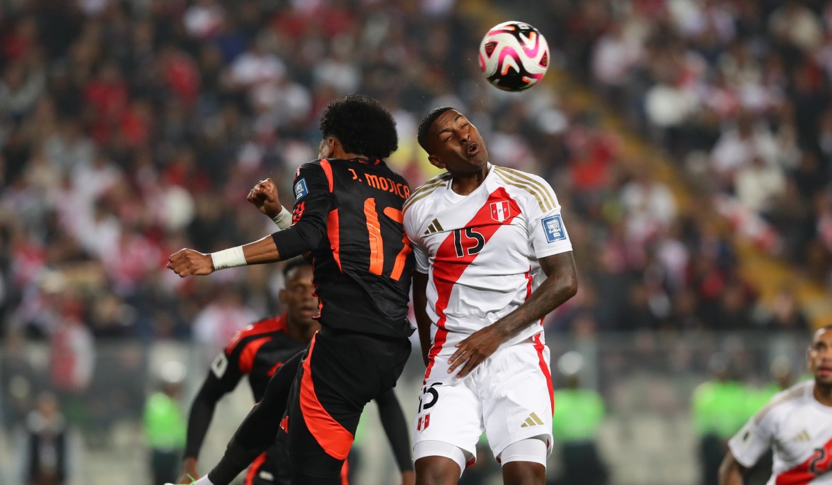 Perú recibió un gol de pelota parada en el empate 1-1 con Colombia. (Foto: Jesús Saucedo / GEC)