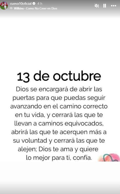 La publicación de Cueva que remeció las redes sociales.