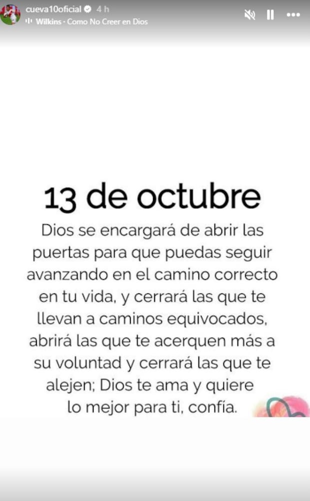 La publicación de Cueva que remeció las redes sociales.