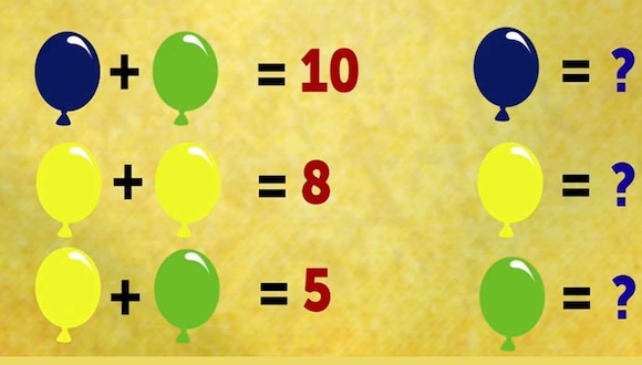 ACERTIJO VISUAL | Eres un genio si puedes resolver el desafío del rompecabezas encontrando el valor de los globos en 9 segundos. | Youtube