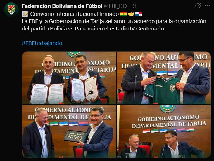 La FBF confirmó el amistoso ante panamá que se disputará en Tajira, también como preparación al repechaje. (Foto: Captura X)