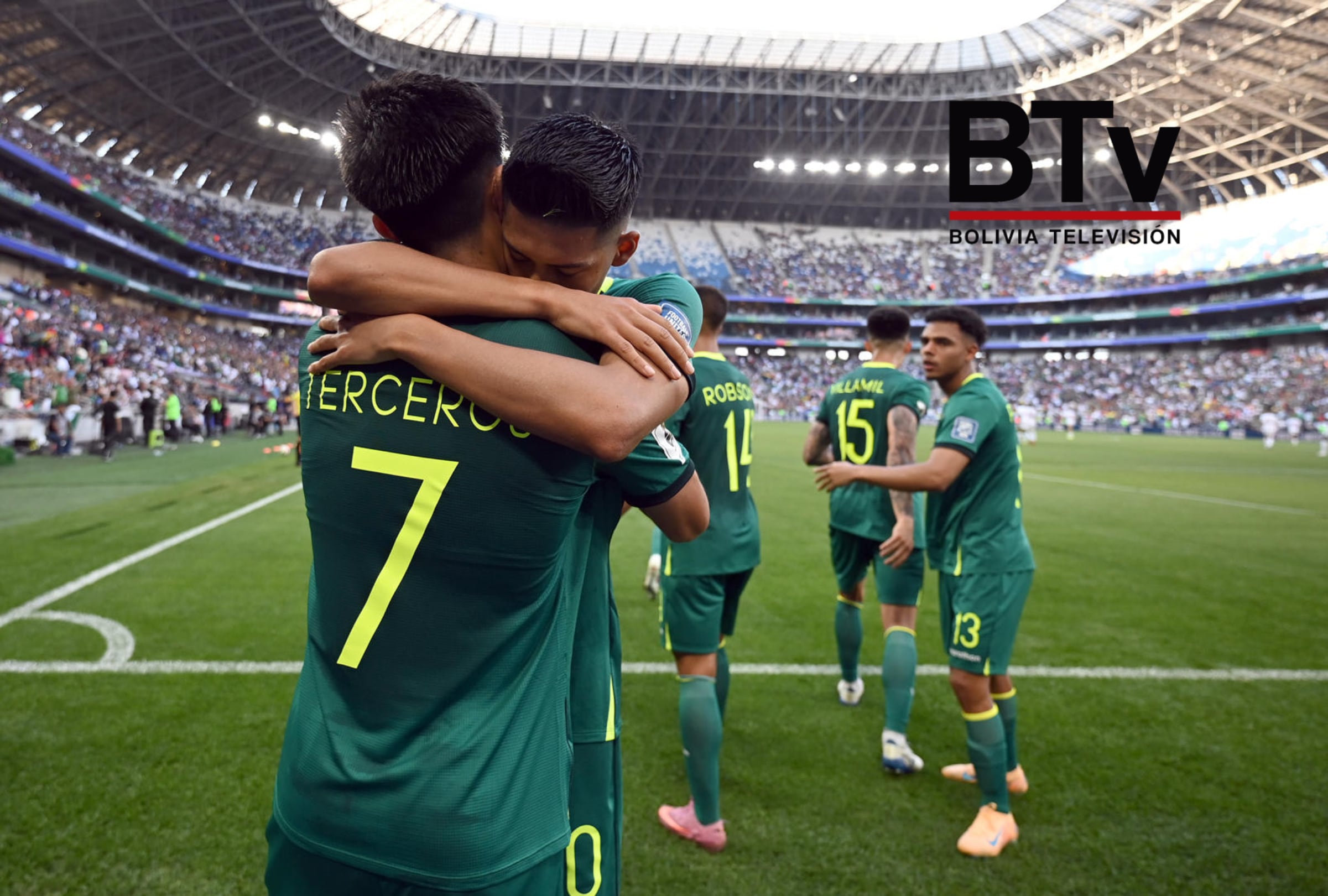 GUADALUPE, MONTERREY (MÉXICO), 31/03/2026.- Cobertura oficial de Bolivia Televisión para mirar el partido entre Bolivia e Irak este martes 31 de marzo por el repechaje a la Copa del Mundo 2026 desde el Estadio BBVA de Monterrey, México. FOTO DE MIGUEL SIERRA PARA AGENCIA EFE