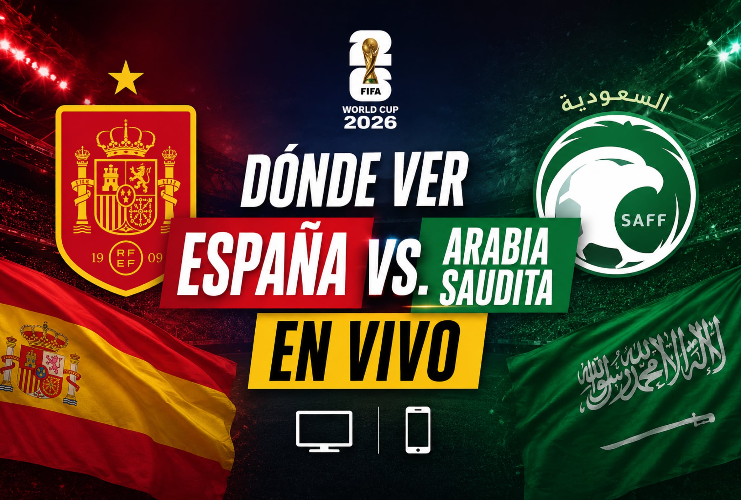 Consulta dónde puedes ver el partido España vs. Arabia Saudita EN VIVO y EN DIRECTO desde diversas partes del mundo, por la Jornada 2 del Grupo H del Mundial 2026. (Foto: Imagen creada por El Comercio MAG utilizando la IA de Chat GPT)