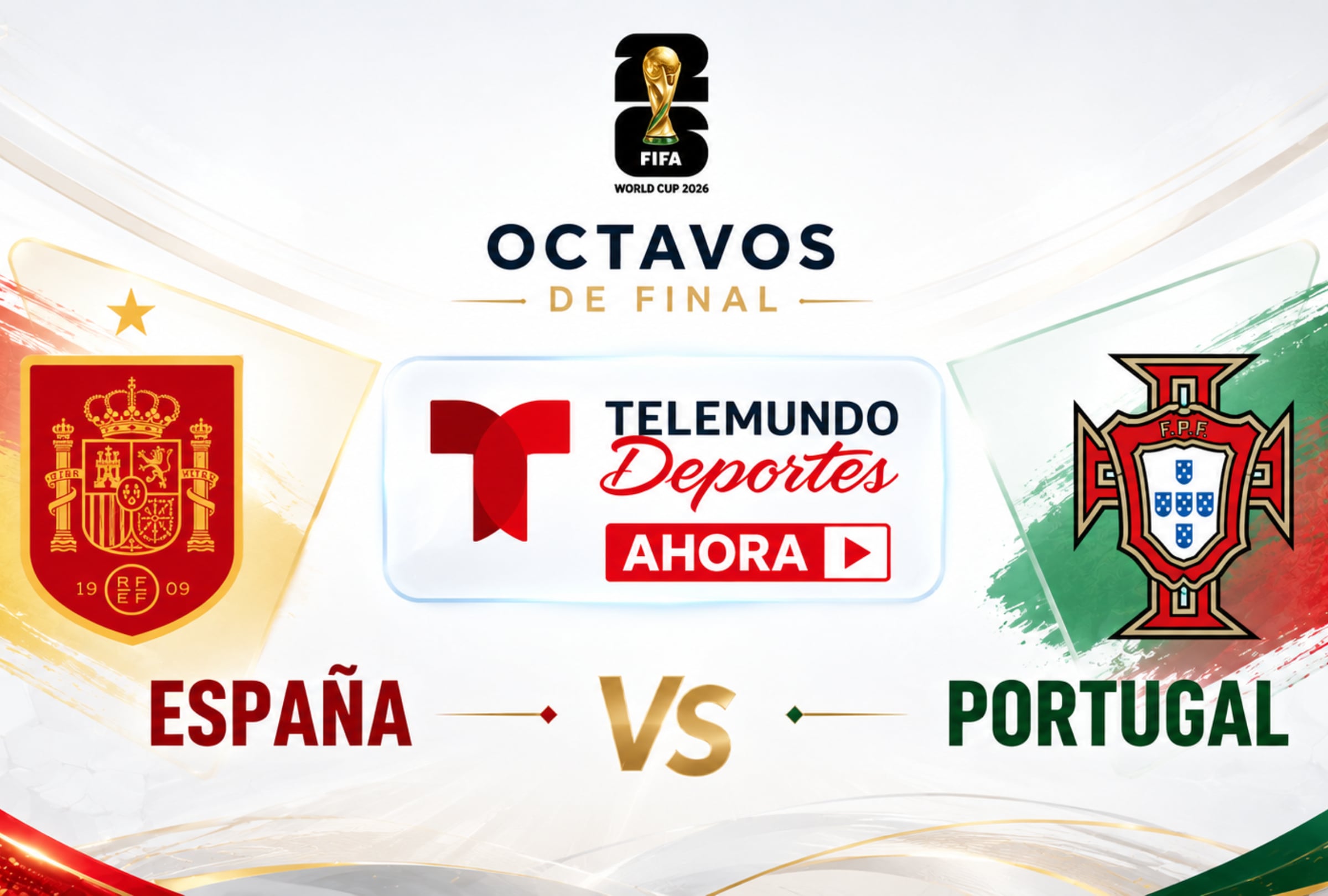 Señal de Telemundo Deportes AHORA para ver España vs. Portugal en vivo y en directo, este lunes 6 de julio, por los octavos de final del Mundial de Fútbol 2026. (Foto: Imagen creada por El Comercio MAG utilizando la IA de Chat GPT)