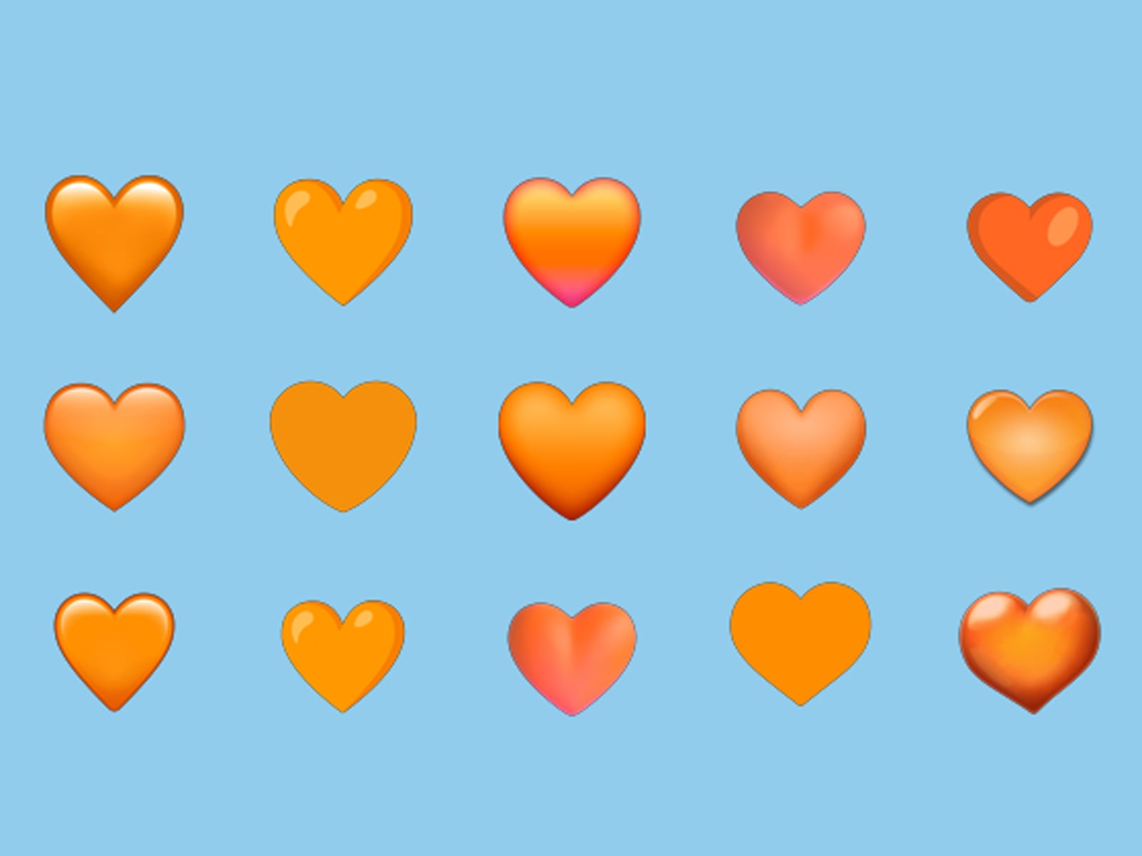 WHATSAPP | De esta manera se ven los corazones naranja en otras plataformas. (Foto: Emojipedia)
