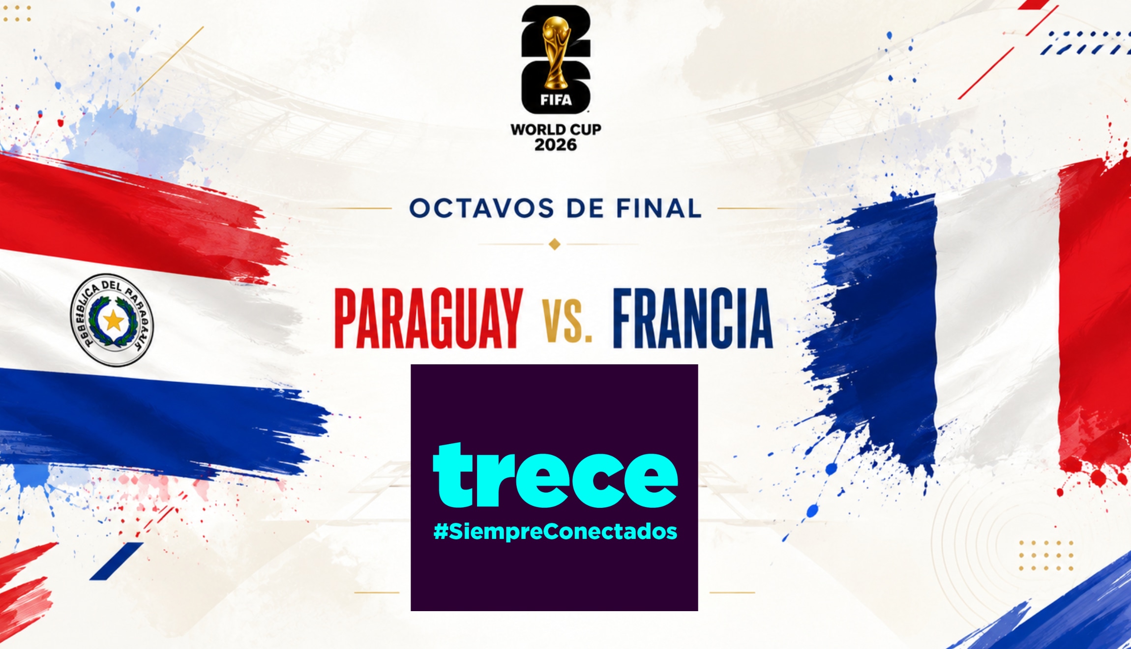 Señal del Trece (Canal 13) para ver la transmisión de Paraguay vs. Francia en vivo y en directo, por octavos de final del Mundial 2026, este sábado 4 de julio. (Foto: Imagen creada por Depor utilizando la IA de Chat GPT)