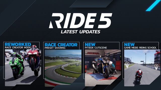RIDE 5 se actualiza y ahora podrás crear carreras en línea y más