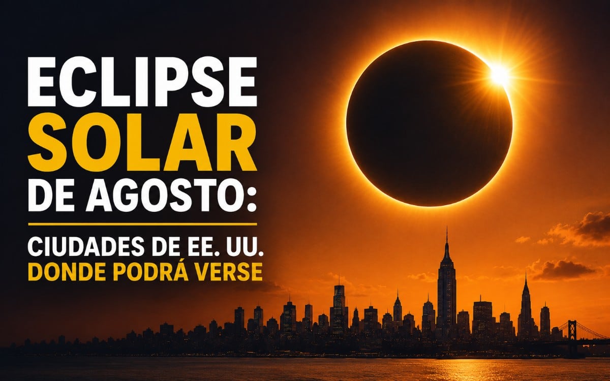 El próximo eclipse solar ocurrirá el 12 de agosto y será visible de manera parcial en distintas zonas de Estados Unidos. (Foto: Imagen creada por El Comercio MAG usando Gemini)