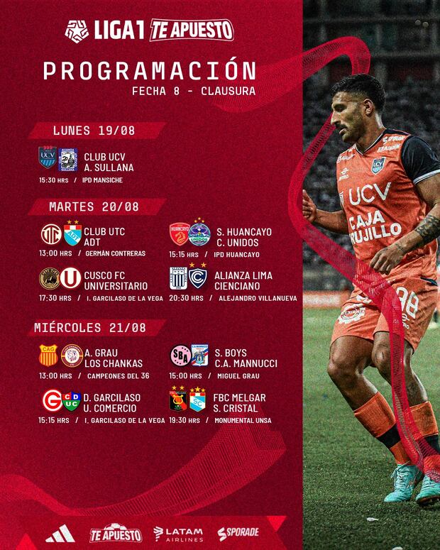 Programación de fecha 8 en la Liga 1. (Foto: Liga 1)