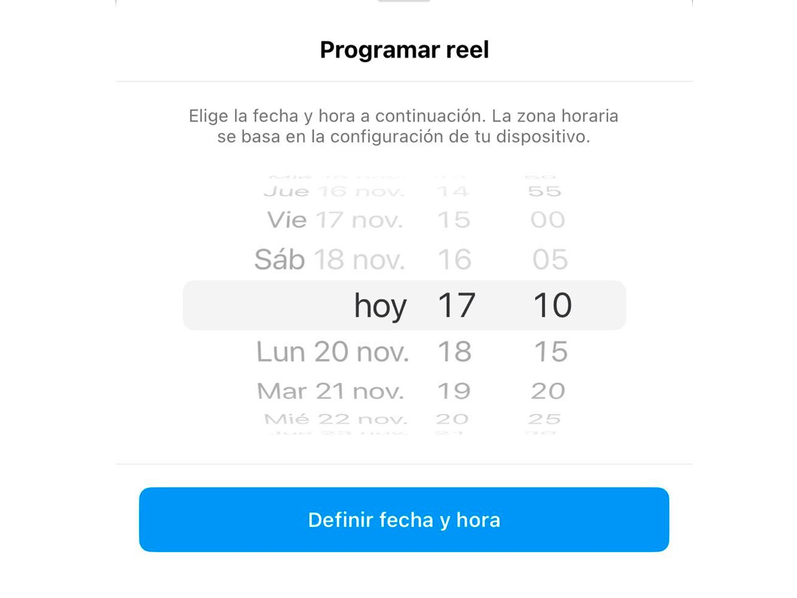 INSTAGRAM | De esta manera podrás definir la fecha y la hora en que deseas programar tus Reels de Instagram. (Foto: Depor - Rommel Yupanqui)