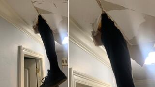 No quiso contratar a profesionales para arreglar su casa y terminó con una pierna atravesando el techo 