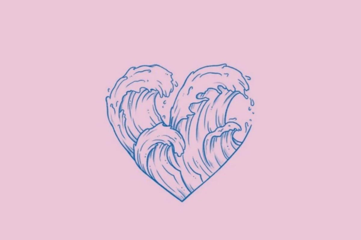 TEST DE PERSONALIDAD | Esta imagen, que posee un fondo de color morado claro, te muestra dos dibujos: el de unas olas y el de un corazón. (Foto: MDZ Online)