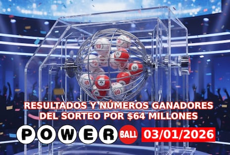 Resultados del Powerball, 03/01/2026: números ganadores de la lotería y cómo ver sorteo con bote de $64 millones en EE.UU.