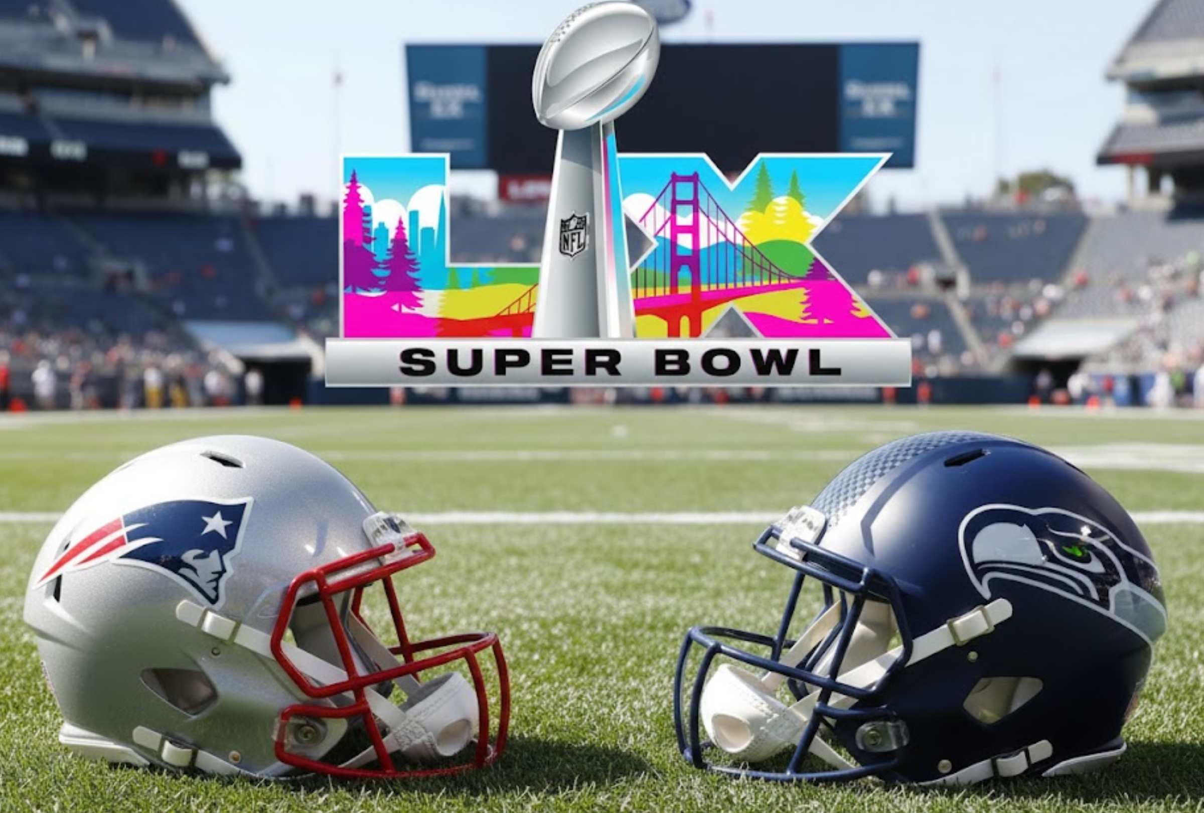 SANTA CLARA, CALIFORNIA (UNITED STATES), 08/02/2026.- Check the live final score of Super Bowl 2026 between the New England Patriots and Seattle Seahawks this Sunday, February 8, from Levi’s Stadium in Santa Clara, California. FOTO CREADA POR NOÉ YACTAYO CON GEMINI AI PARA DEPOR.COM