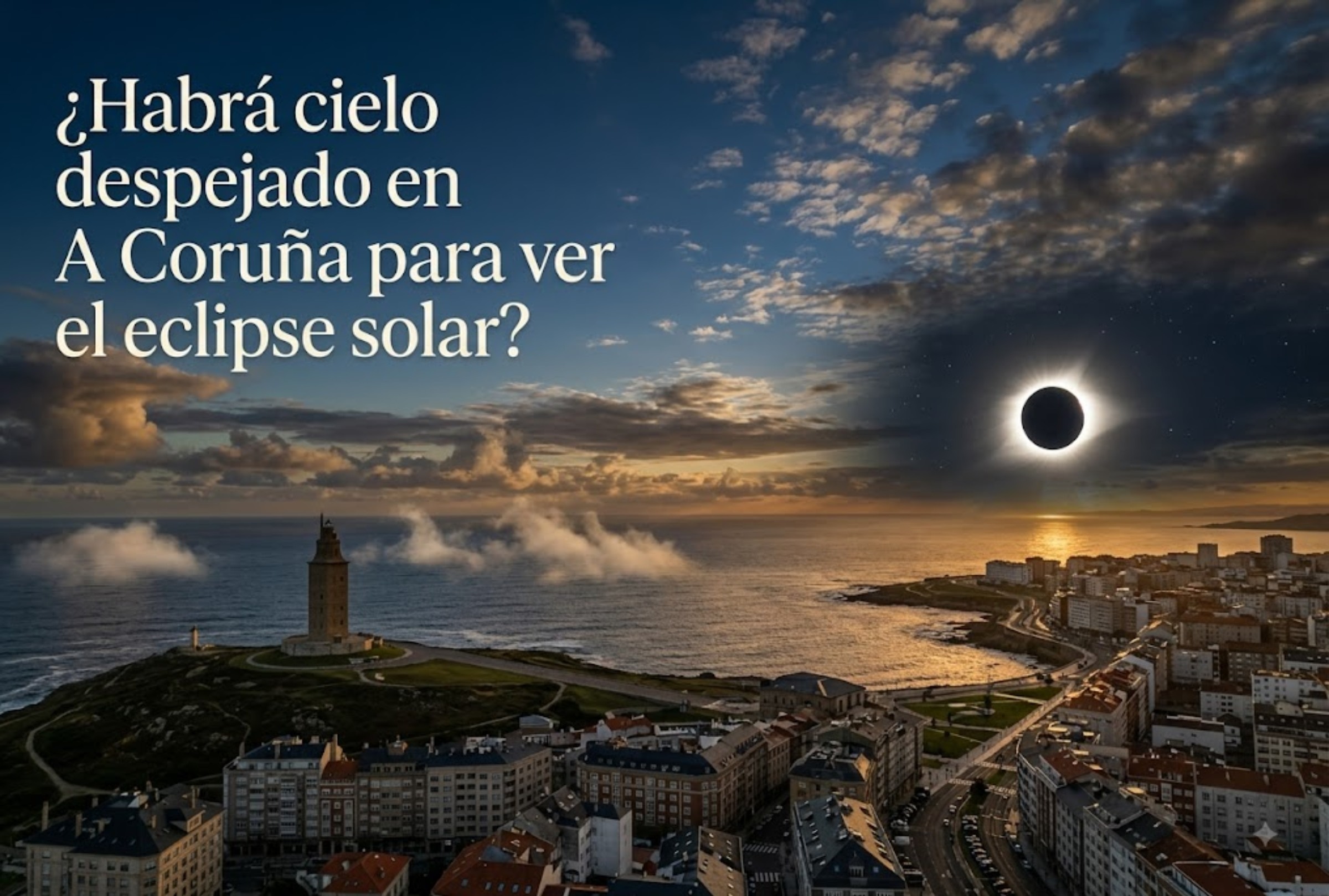 Revisa el pronóstico del tiempo en A Coruña para este miércoles 12 de agosto, durante el eclipse solar total. FOTO: Imagen creada por la IA de Gemini.