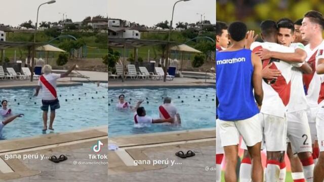 Video Viral: Abuelo se avienta a la piscina tras triunfo de Perú ante Colombia: “¡Abuelo, tírate!”