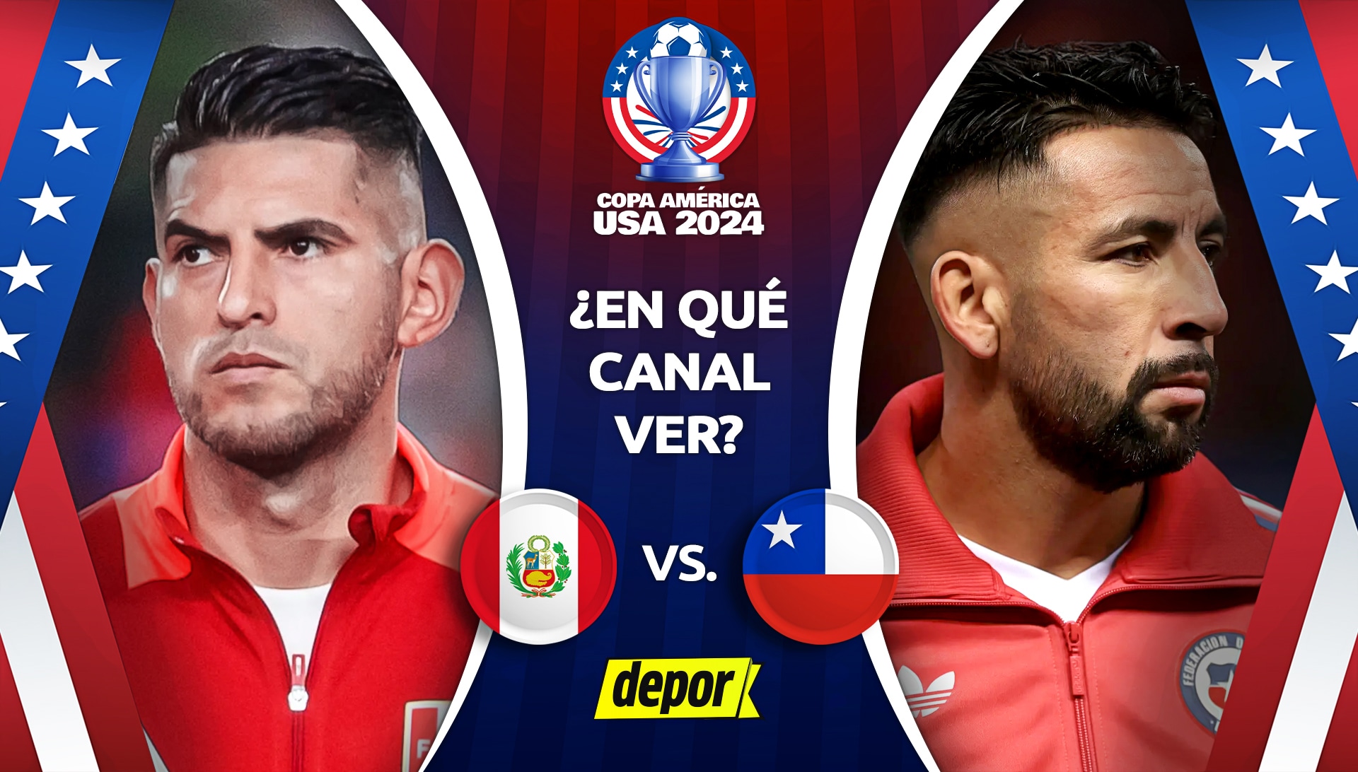 Revisa en qué canal y a qué hora ver el partido entre Perú vs Chile por la Copa América 2024. (Diseño: Depor).