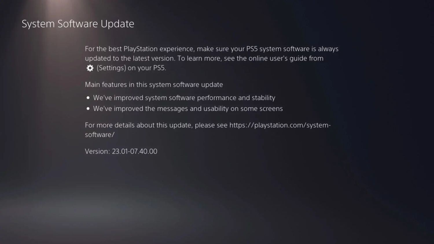 Anuncio de las novedades del nuevo parche de PS5
