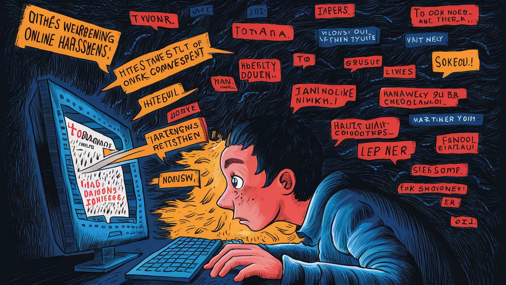 No dudes en buscar ayuda si es que estás siendo acosado vía online (Ideogram)