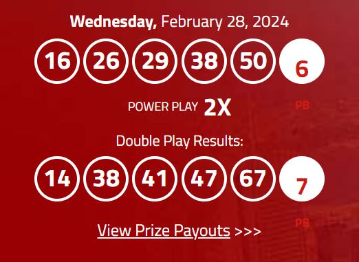 Resultados de Powerball y Double Play del 28 de febrero (Foto: Powerball.net)