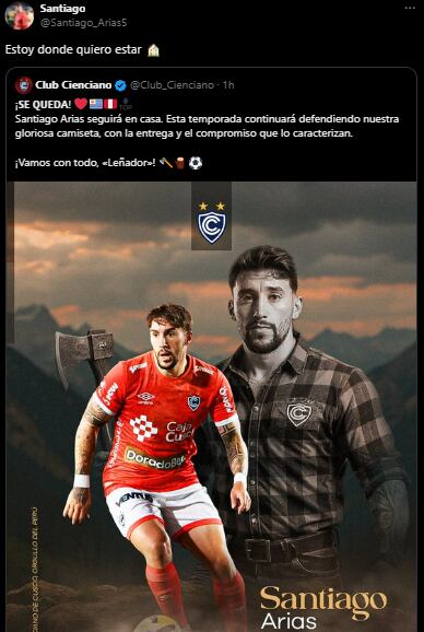 Santiago Arias confirmó su renovación con el cuadro imperial.