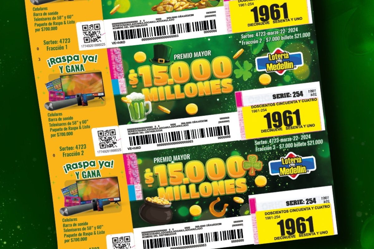 Número ganador de la Lotería de Medellín del viernes 22 de marzo 2024 (Foto: @LoteriaMedellin)
