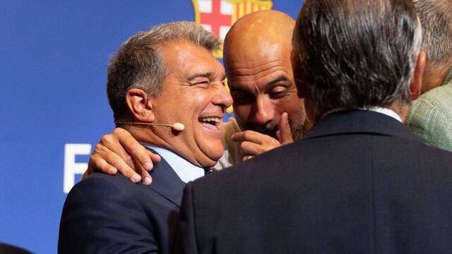 Guardiola, en Barcelona y con Laporta al lado: “Bernardo se queda en el City”