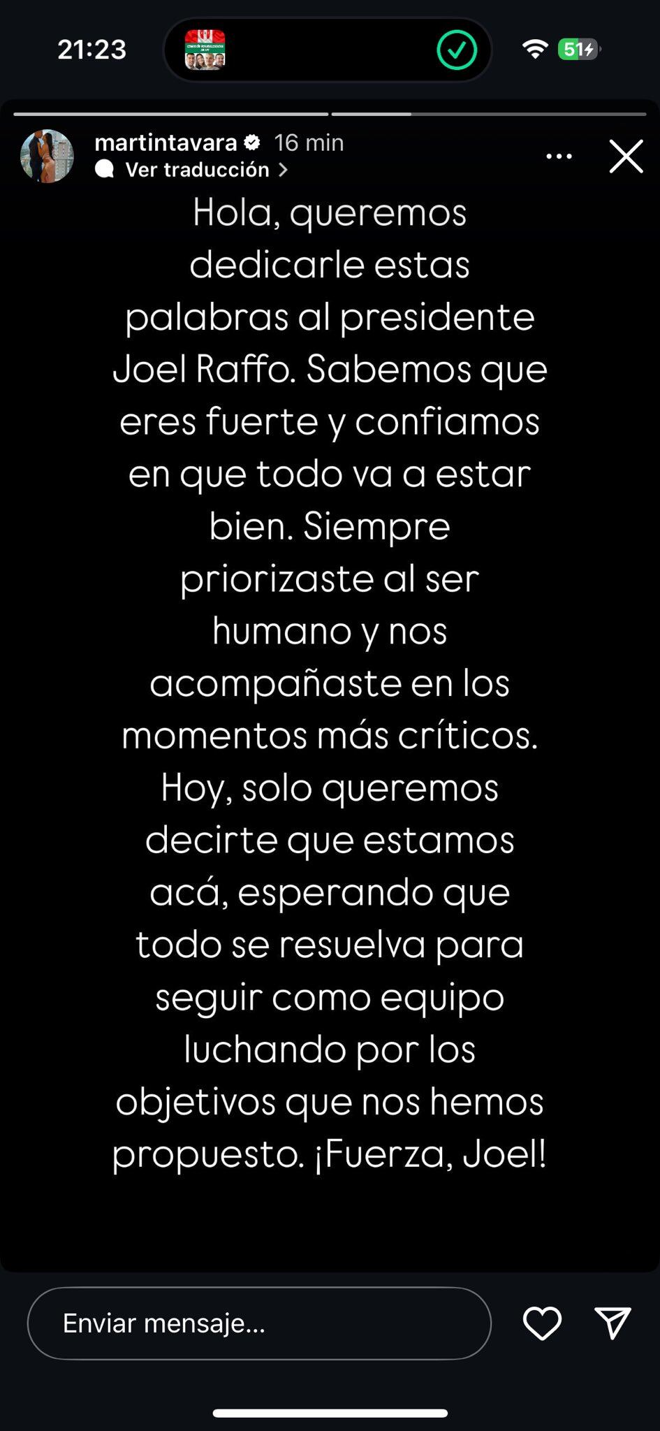 Christofer Gonzáles mostró su apoyo a Joel Raffo tras detención. (Foto: Captura Instagram).