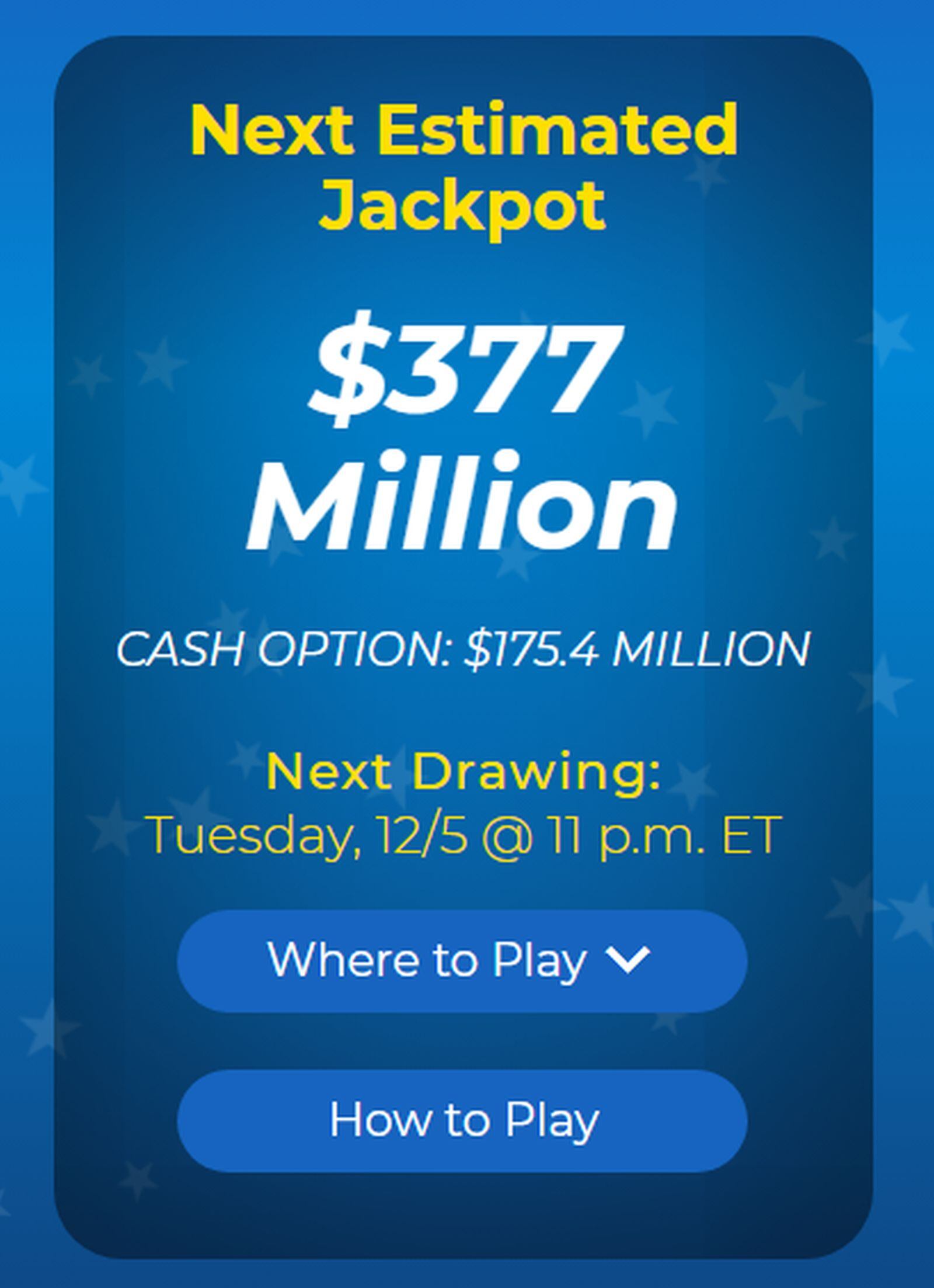 El pozo de Mega Millions para el 5 de diciembre se acerca a los 400 millones de dólares (Foto: Mega Millions)