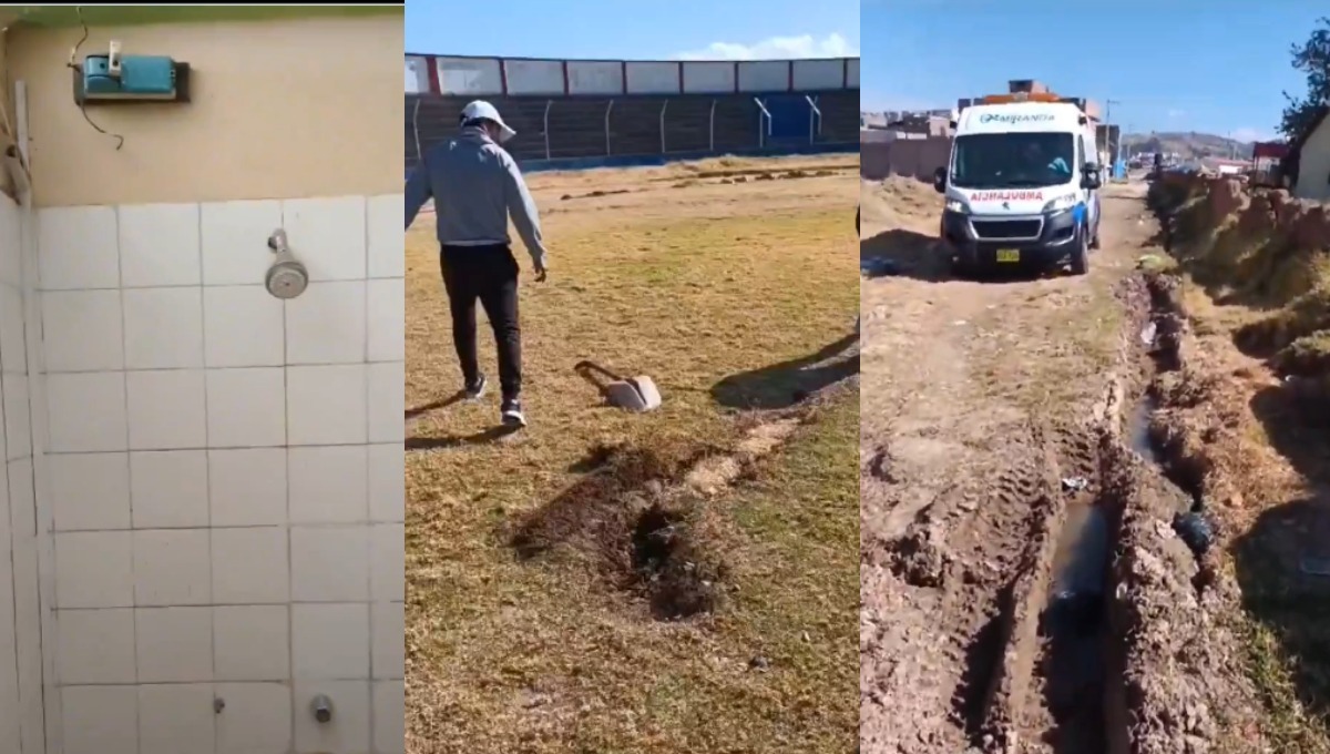 Tubería y cemento en el campo del Melgar vs. Sport Huancayo.