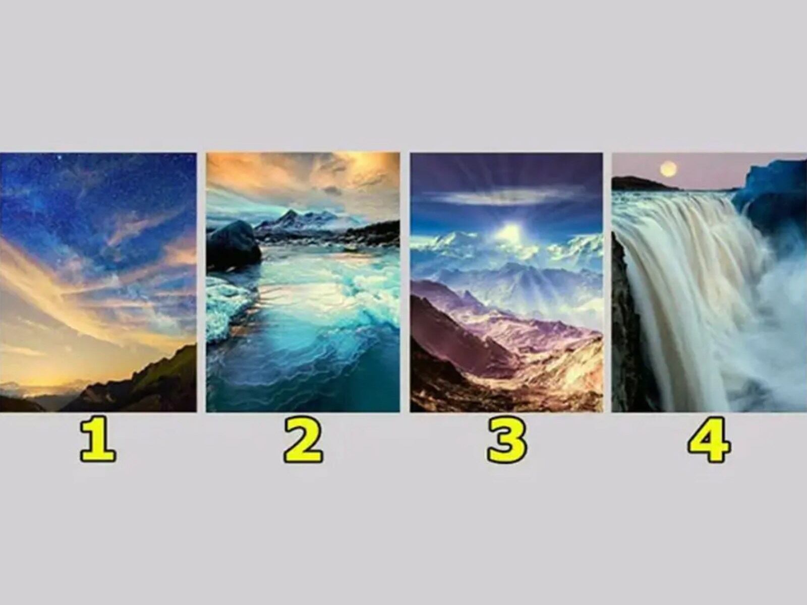 TEST DE PERSONALIDAD | Esta imagen te muestra cuatro paisajes. Tienes que indicar cuál es el que más te gusta. (Foto: namastest.net)