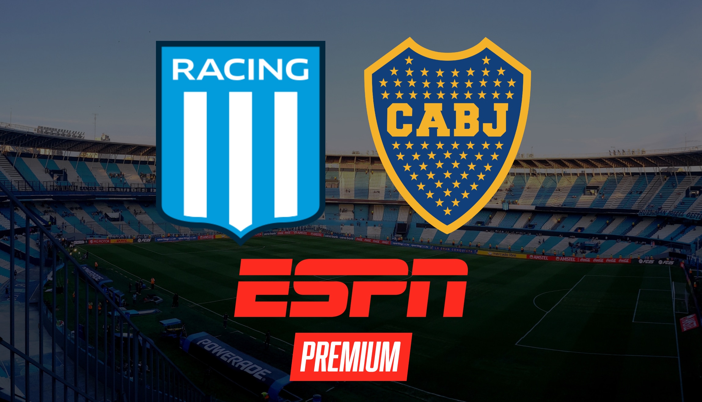 Señal de ESPN Premium EN VIVO para ver el partido de Boca vs. Racing, de este domingo 23 de agosto, por el Torneo Clausura del fútbol argentino. (Foto: Imagen creada por Depor)