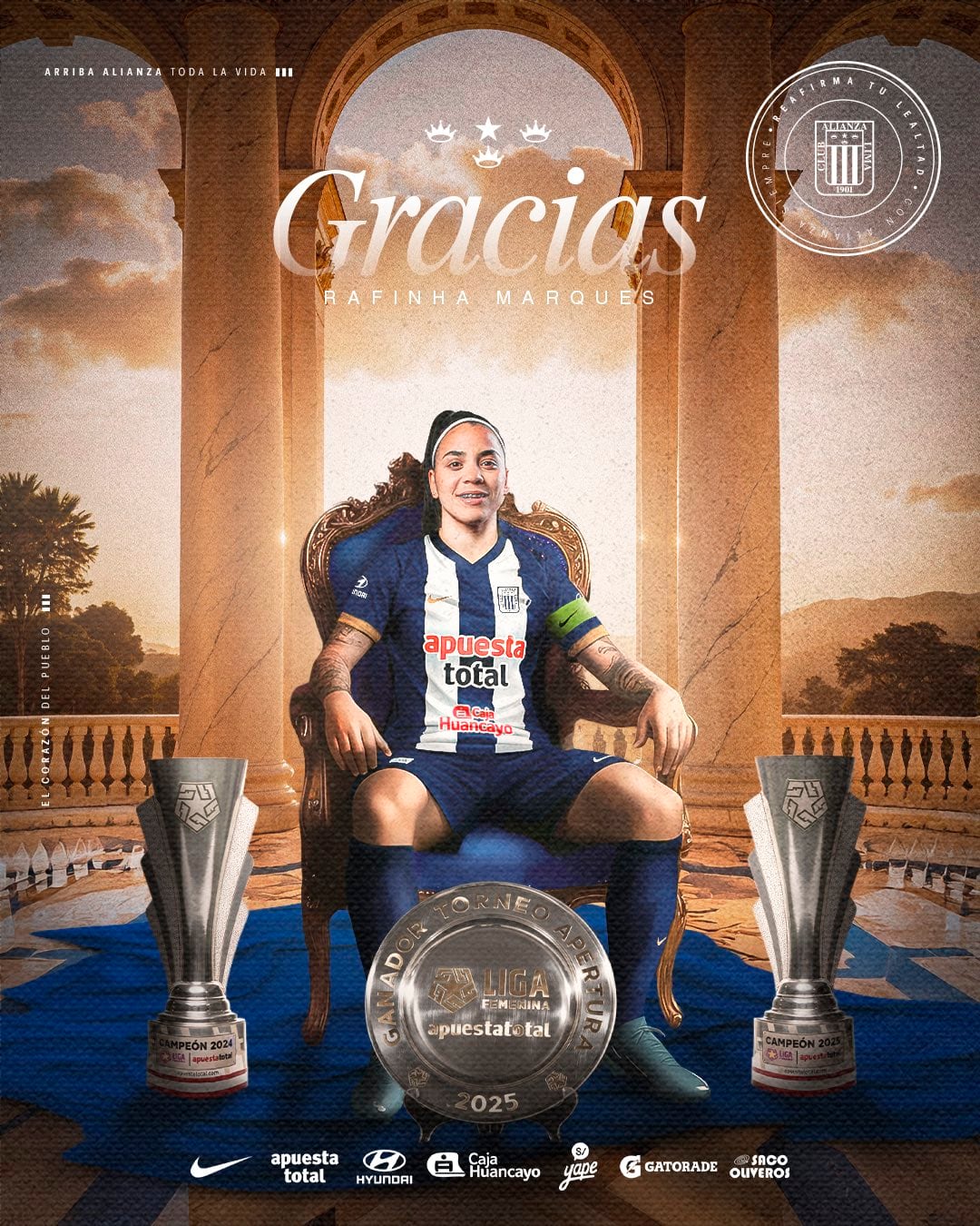Alianza Lima agradeció por los dos años y los títulos conseguidos por Rafaela. (Foto: @alianzalima)