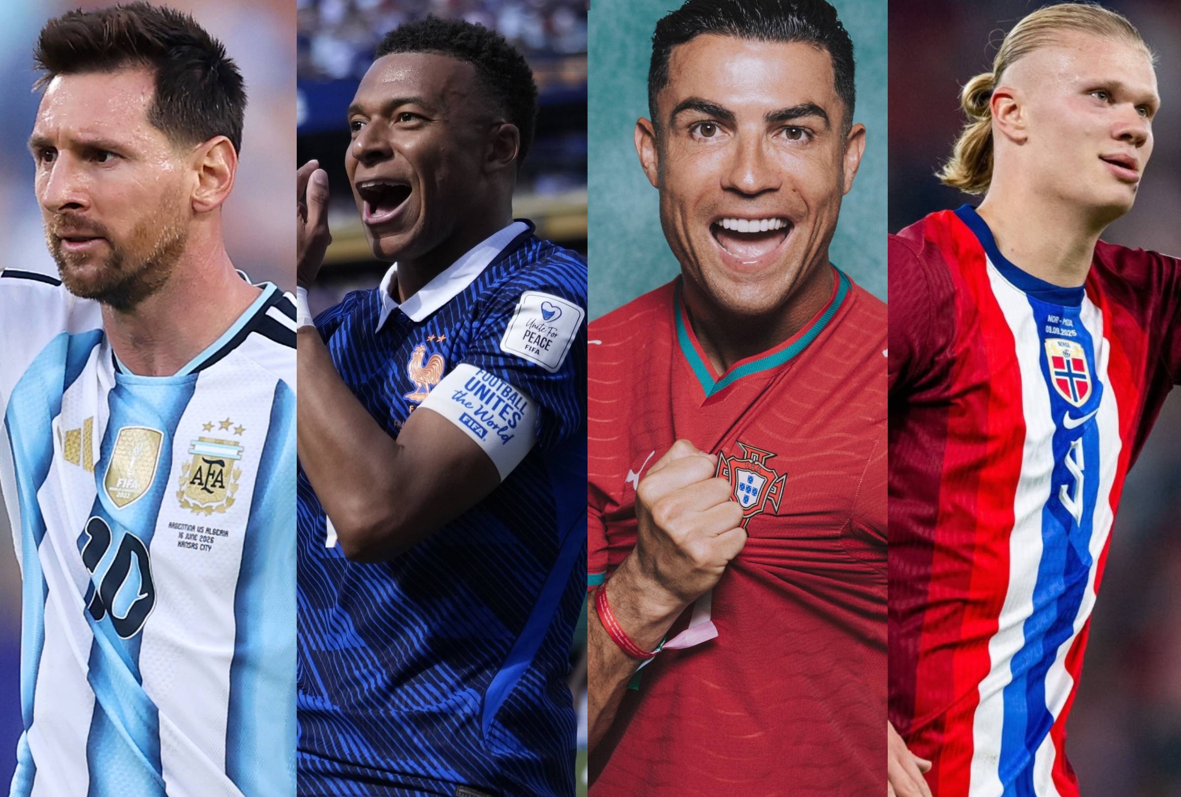 Revisa cómo marcha la tabla de goleadores del Mundial de Fútbol 2026 con Messi, Mbappé, Cristiano Ronaldo y Erling Haaland. FOTO de la Selección Argentina, Francia, Portugal y Noruega.