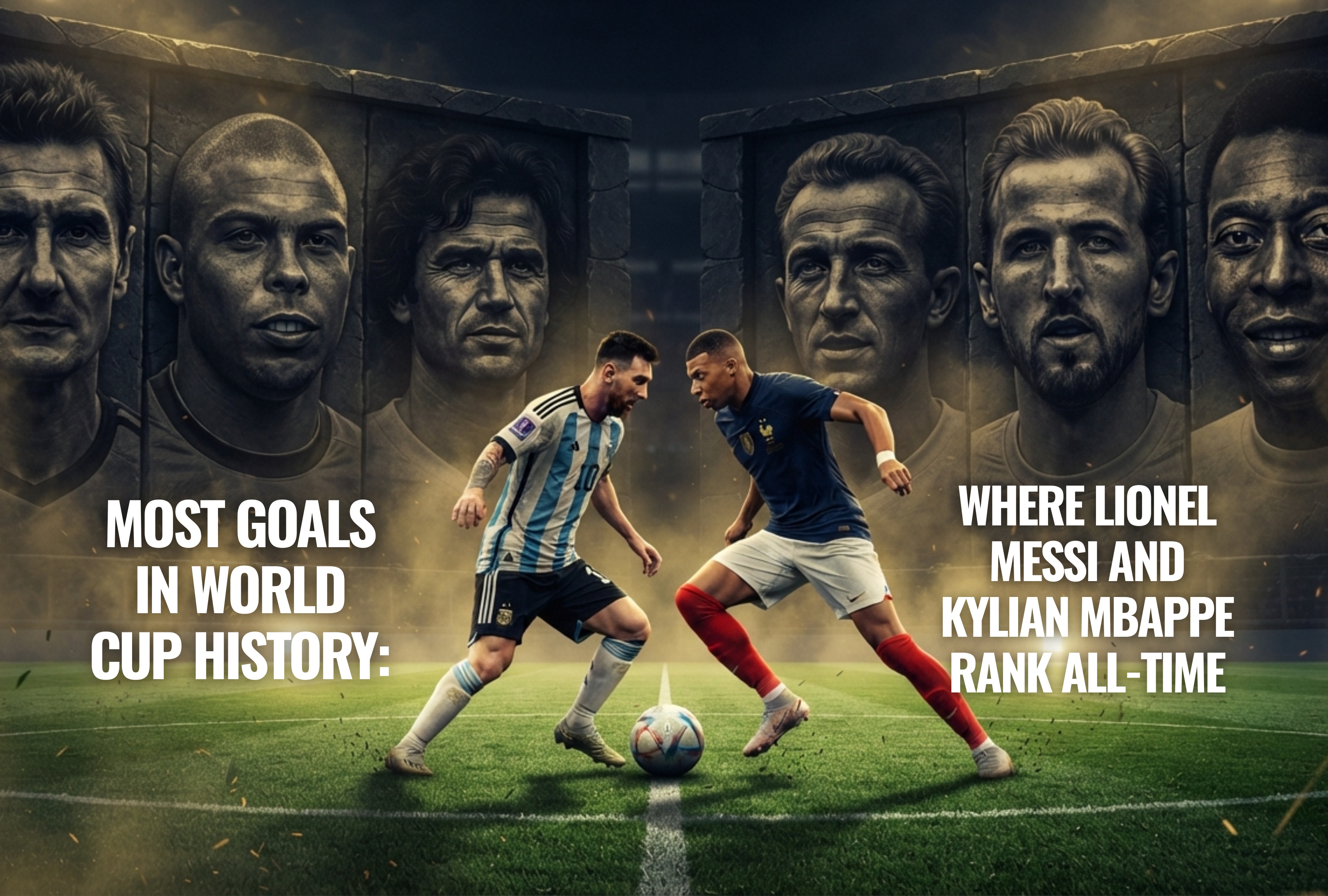 French forward Kylian Mbappé is closing in on the all-time World Cup scoring record set by Argentine captain Lionel Messi during the knockout stages of the 2026 FIFA World Cup. | Image created by Depor using Gemini AI / GEC